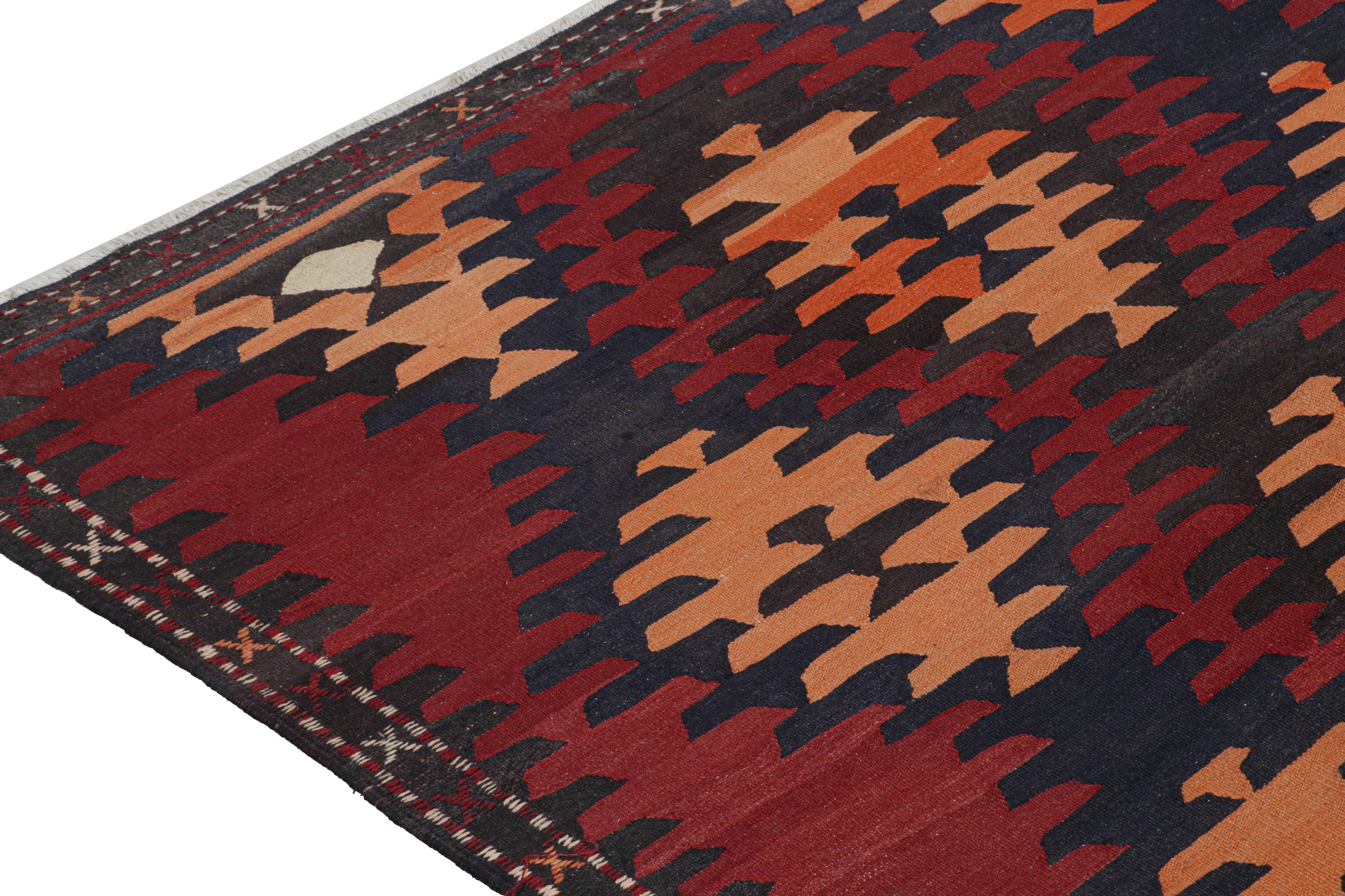Vintage Karadagh Persian Kilim in Red with Geometric Patterns In Good Condition For Sale In Long Island City, NY