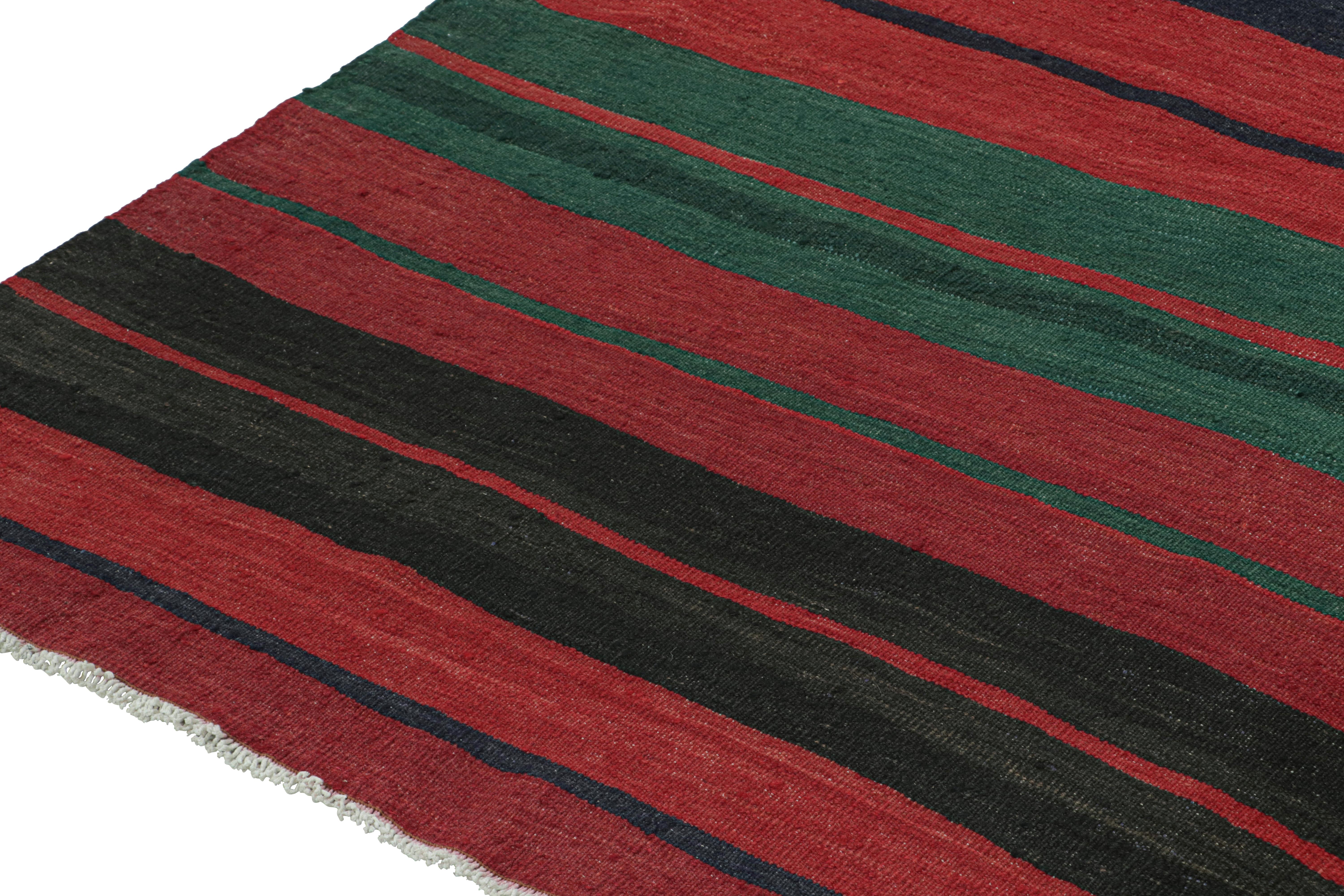 Vintage Karadagh Persian Kilim in Red with Multicolor Stripes by Rug & Kilim In Good Condition For Sale In Long Island City, NY