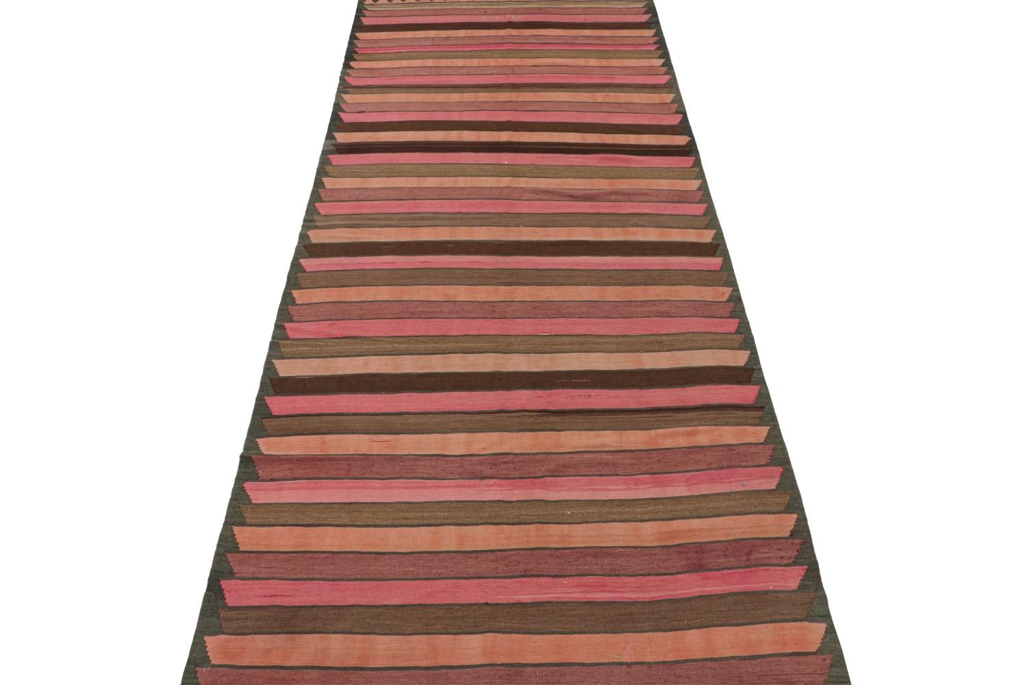 Vintage Karadagh Persian Kilim with Pink and Brown Stripes In Good Condition For Sale In Long Island City, NY