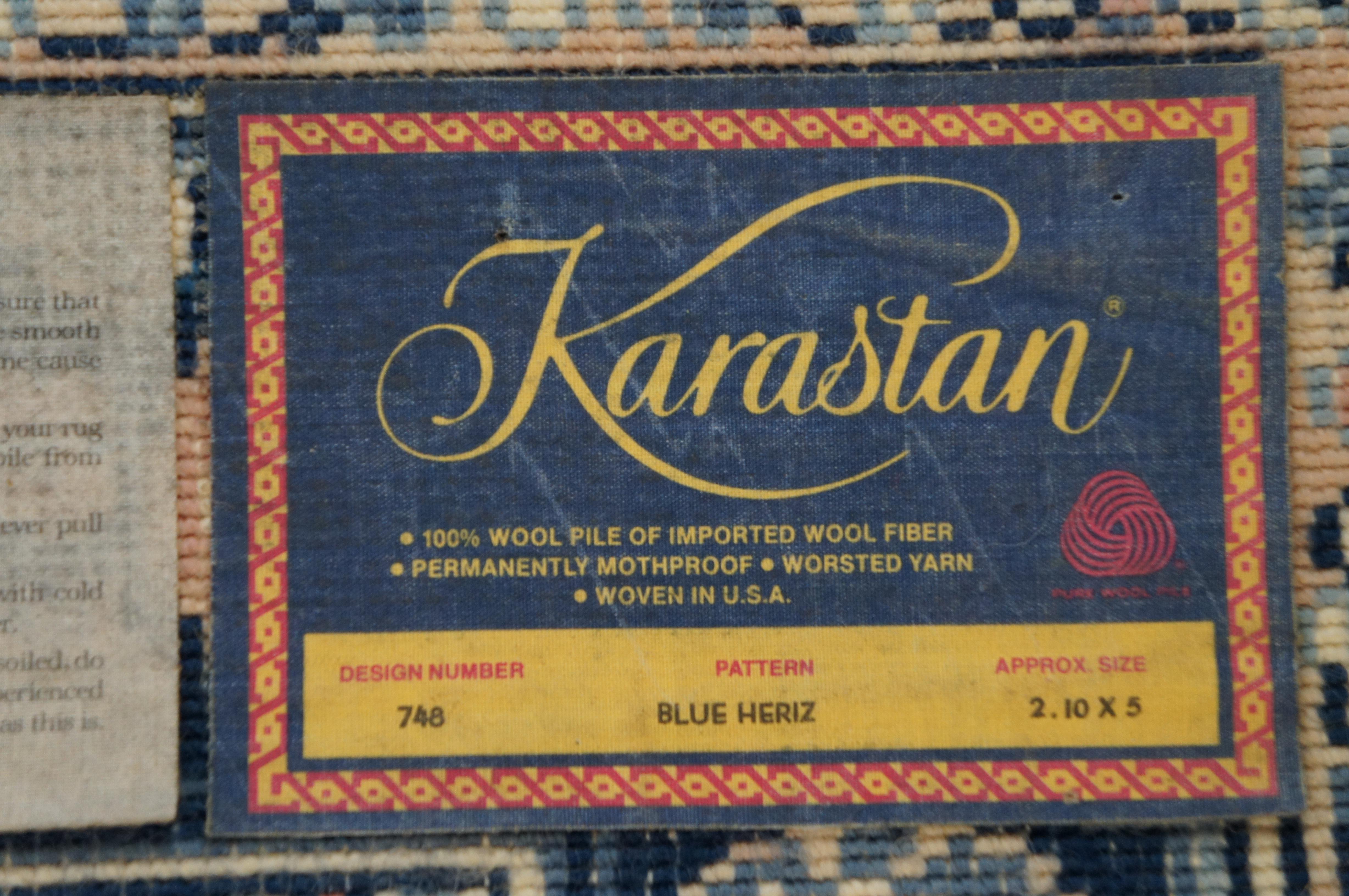 Vintage Karastan Blue Heriz Medallion 748 Area Rug Carpet Mat 3' x 5' 2