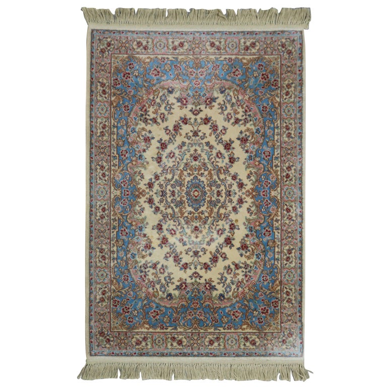 Vintage Karastan Ivory Medallion Kirman 711 Floral Oriental Rug, circa 1950 For Sale at 1stdibs