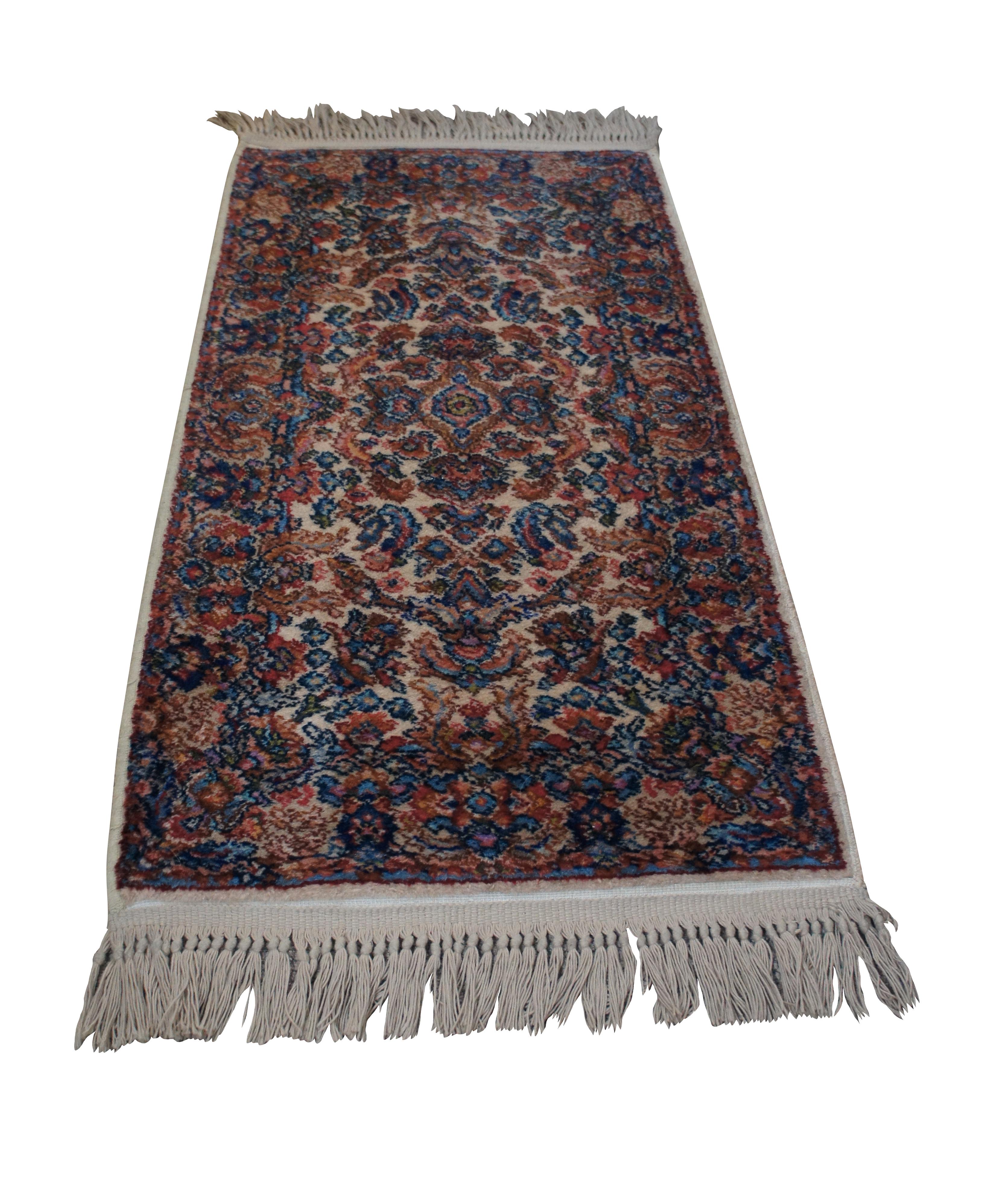 Vintage Karastan Kirman 732 Floral All Over Wool Area Rug Carpet Mat 2' x 4' In Good Condition In Dayton, OH