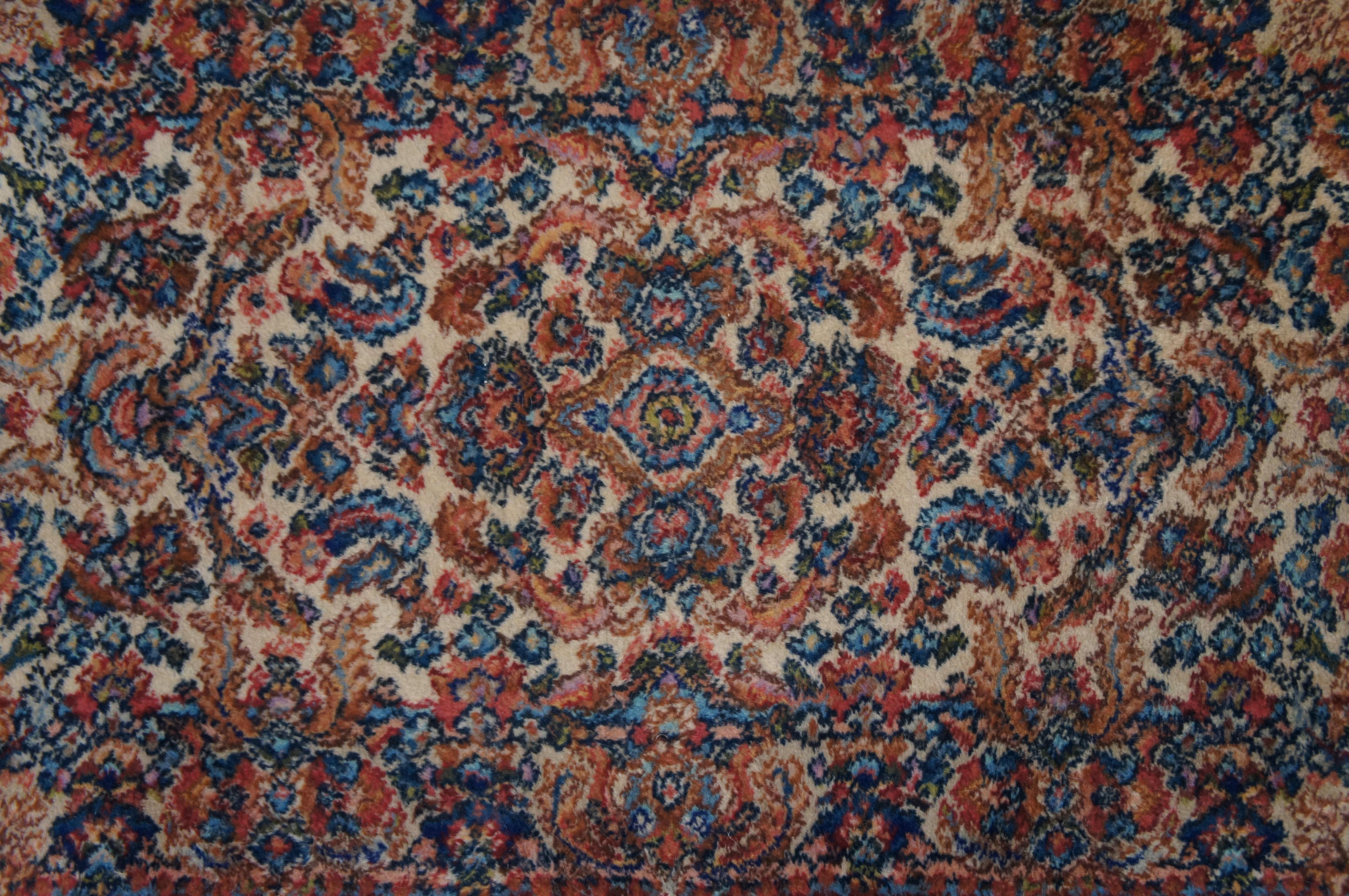 20th Century Vintage Karastan Kirman 732 Floral All Over Wool Area Rug Carpet Mat 2' x 4'