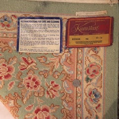 Vintage Karastan Kirman Persian Mint Green Wool Carpet C1950