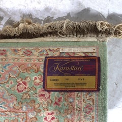 Vintage Karastan Kirman Persian Mint Green Wool Carpet C1950