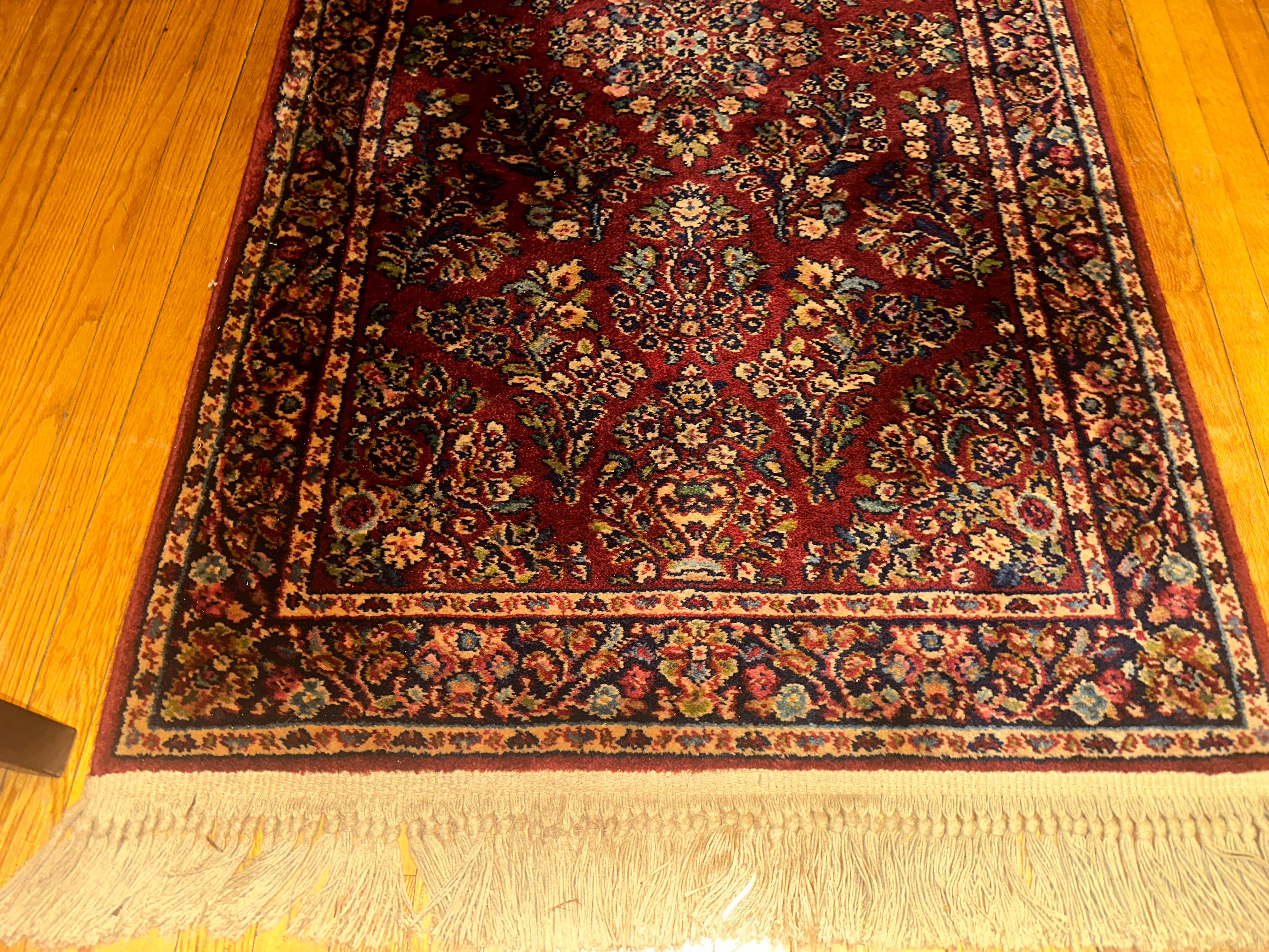 Arts and Crafts Vintage Karastan Rug - Red Sarough Design -  SIZE  34 in  by  60