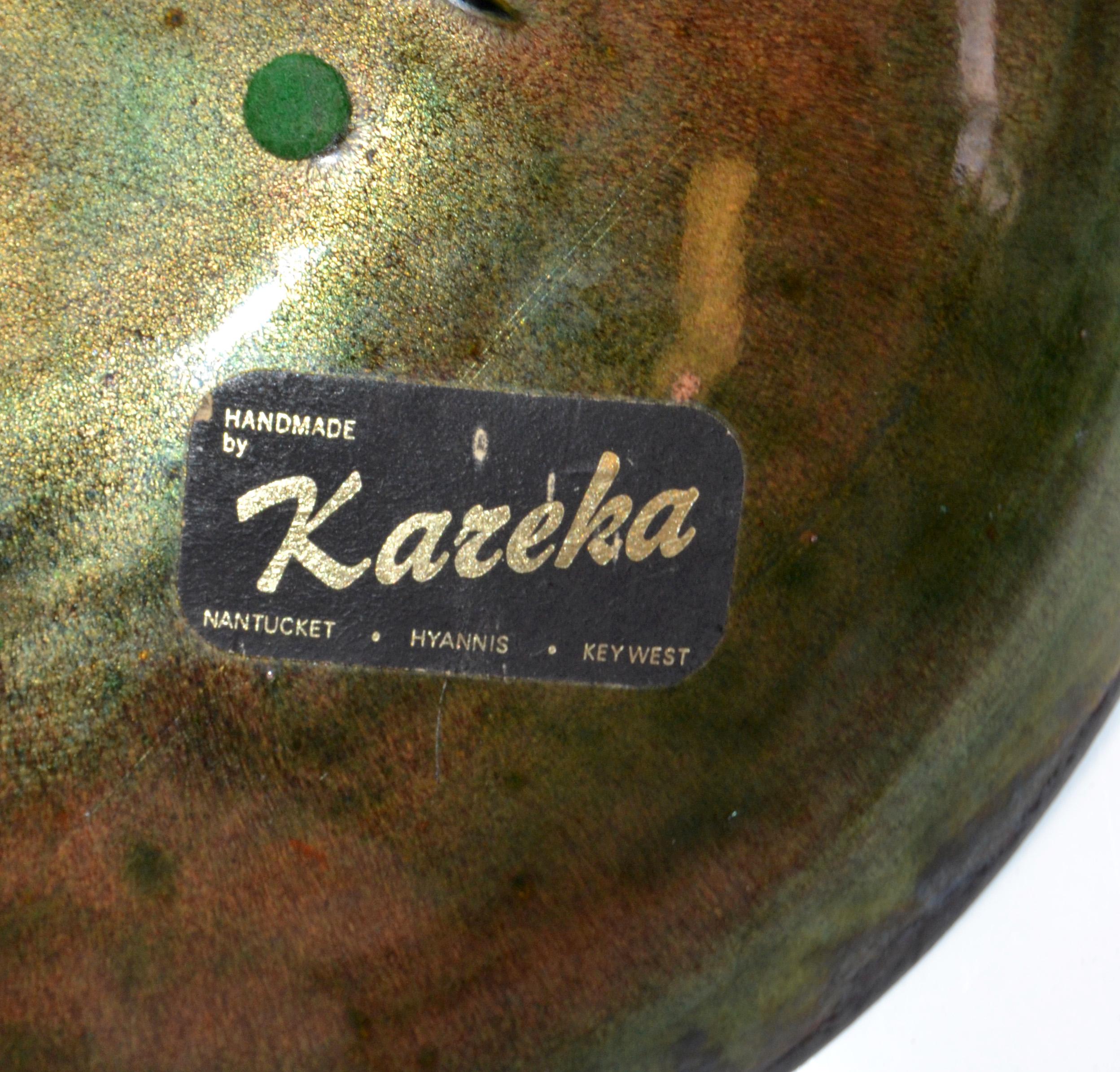 Vintage Kareka Enamel Over Copper Decorative Bowl, Plate, Centerpiece 3