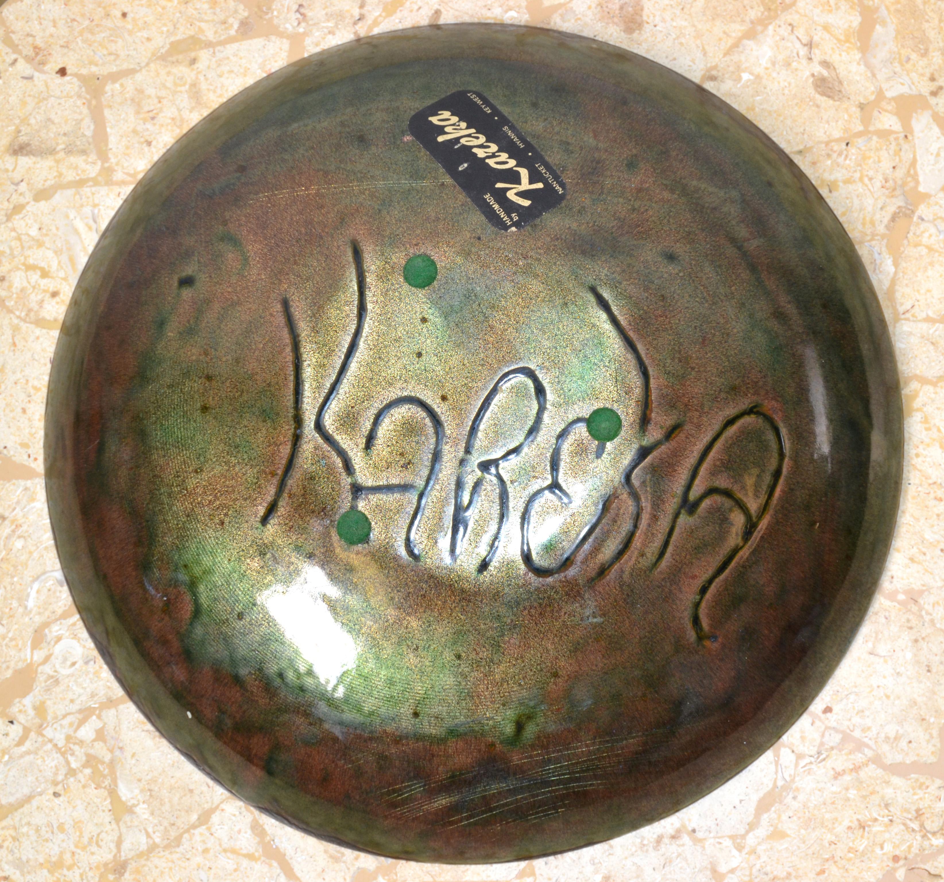 Vintage Kareka Enamel Over Copper Decorative Bowl, Plate, Centerpiece 2