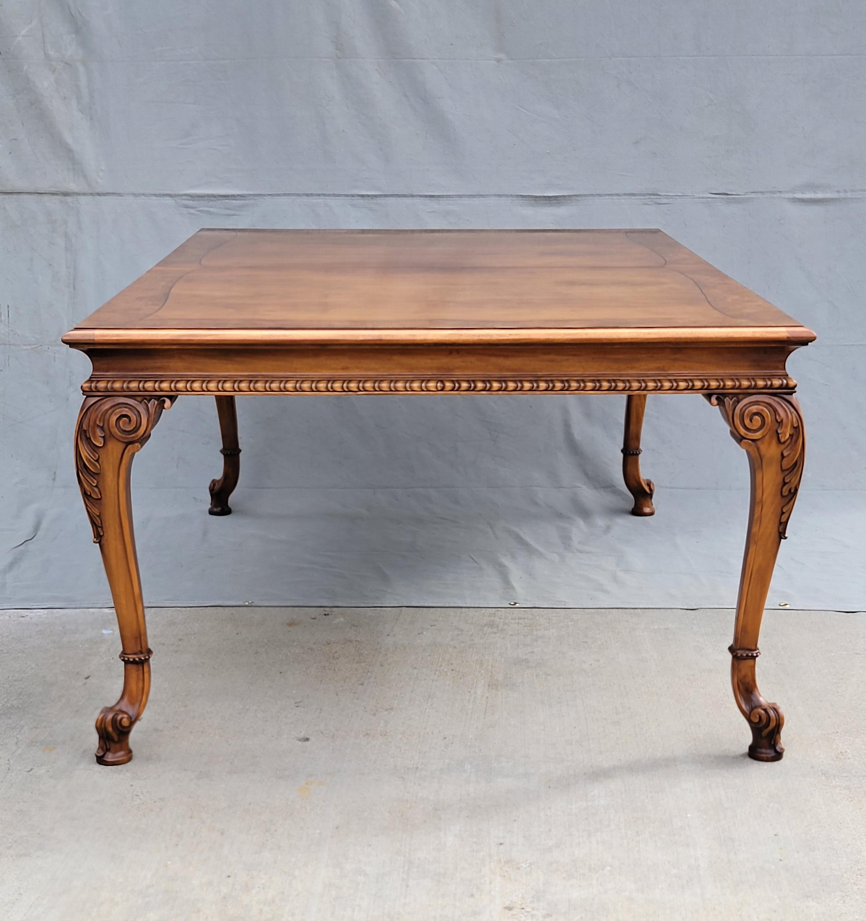 Vintage Karges Burl Walnut Dining Table With 3 Leaves and Pads 2