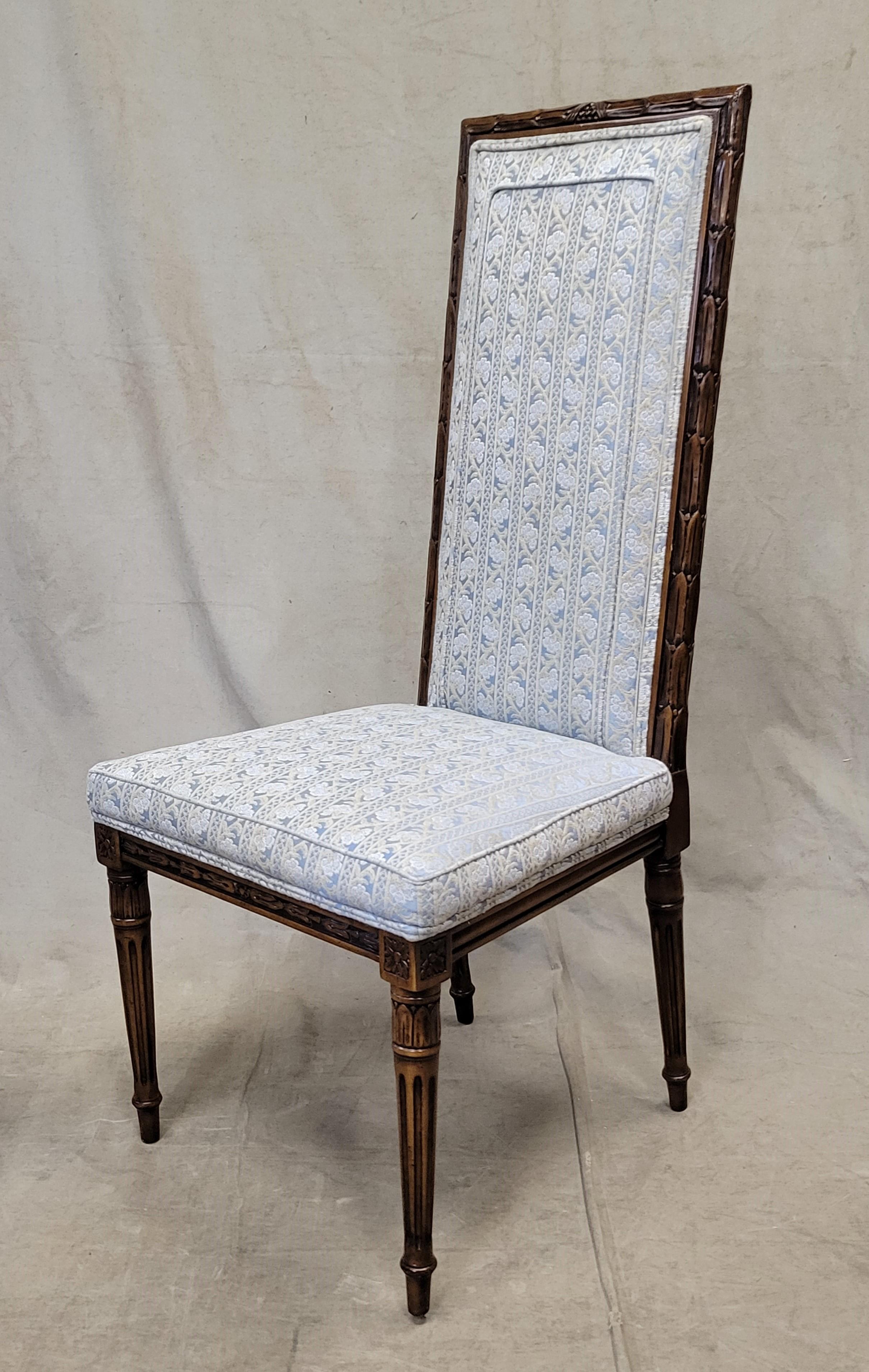 American Vintage Karges Neoclassical Dining Chairs With Pale Blue Upholstery - Set of 8