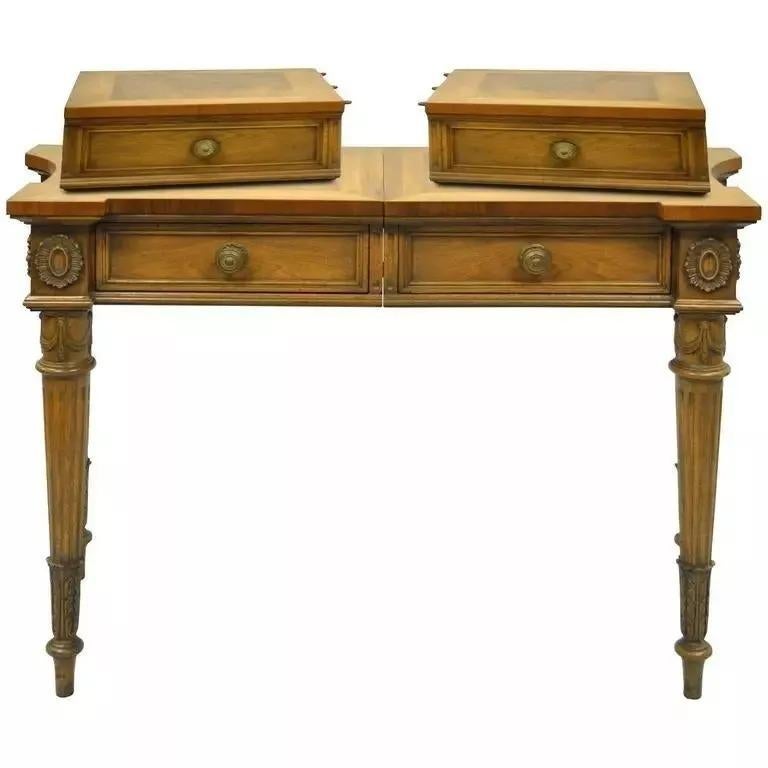 Vintage Karges Walnut French Regency Style Extension Server Console Sofa Table For Sale 5