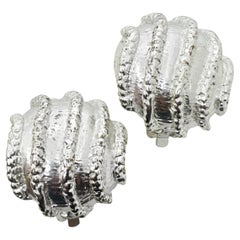 Vintage KARINE SULTAN silver tone designer clip on earrings