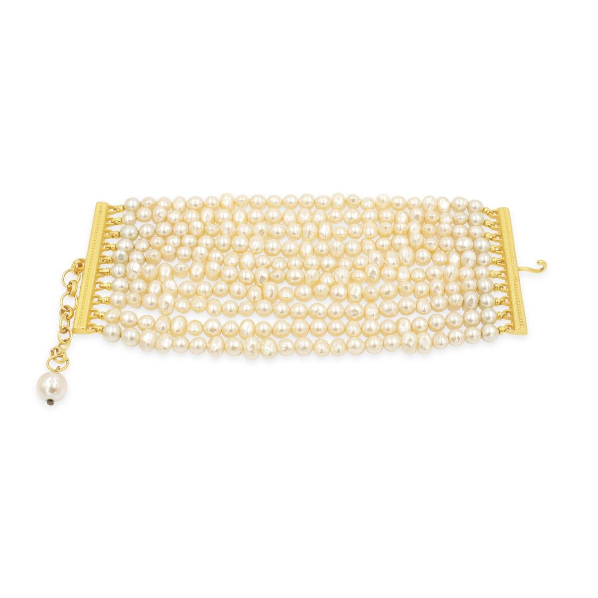 Women's Vintage Karl Lagerfeld 10 Row Faux Pearl Bracelet Circa 1980s