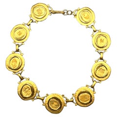Vintage Karl Lagerfeld 1980s Satin Gold Medallion Necklace