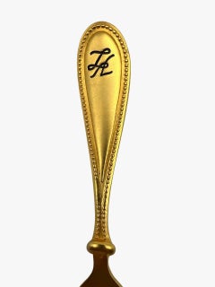 Vintage Karl Lagerfeld 24k gold plate Faux Pearls Fork Brooch