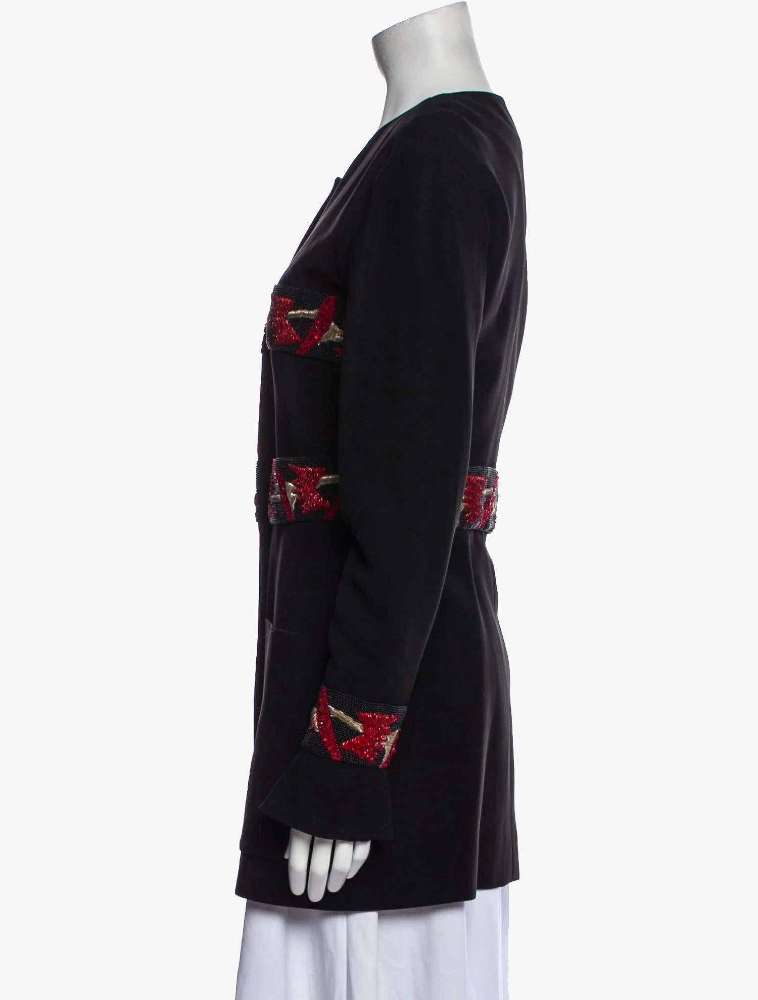 Vintage Karl Lagerfeld beaded evening jacket from the 1990’s Collection by Karl Lagerfeld

Fully lined, two pockets, hidden button placket

Size – S, please refer to measurements

Pit to pit – 44,5 cm

Waist – 76 cm

Shoulder – 45,5 cm

Length – 78