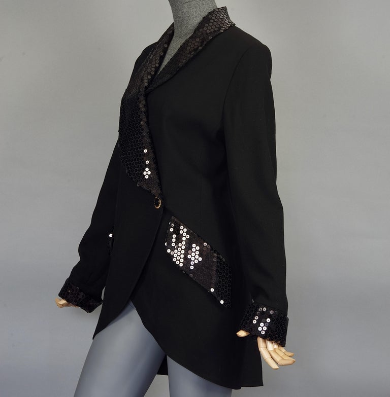 Louis Féraud black sequin evening jacket - L - 1990s second hand vintage –  Lysis