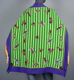 Vintage-Seidenschal von Karl Lagerfeld mit Karussell-Motiv und Streifenmuster