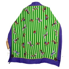 Vintage-Seidenschal von Karl Lagerfeld mit Karussell-Motiv und Streifenmuster