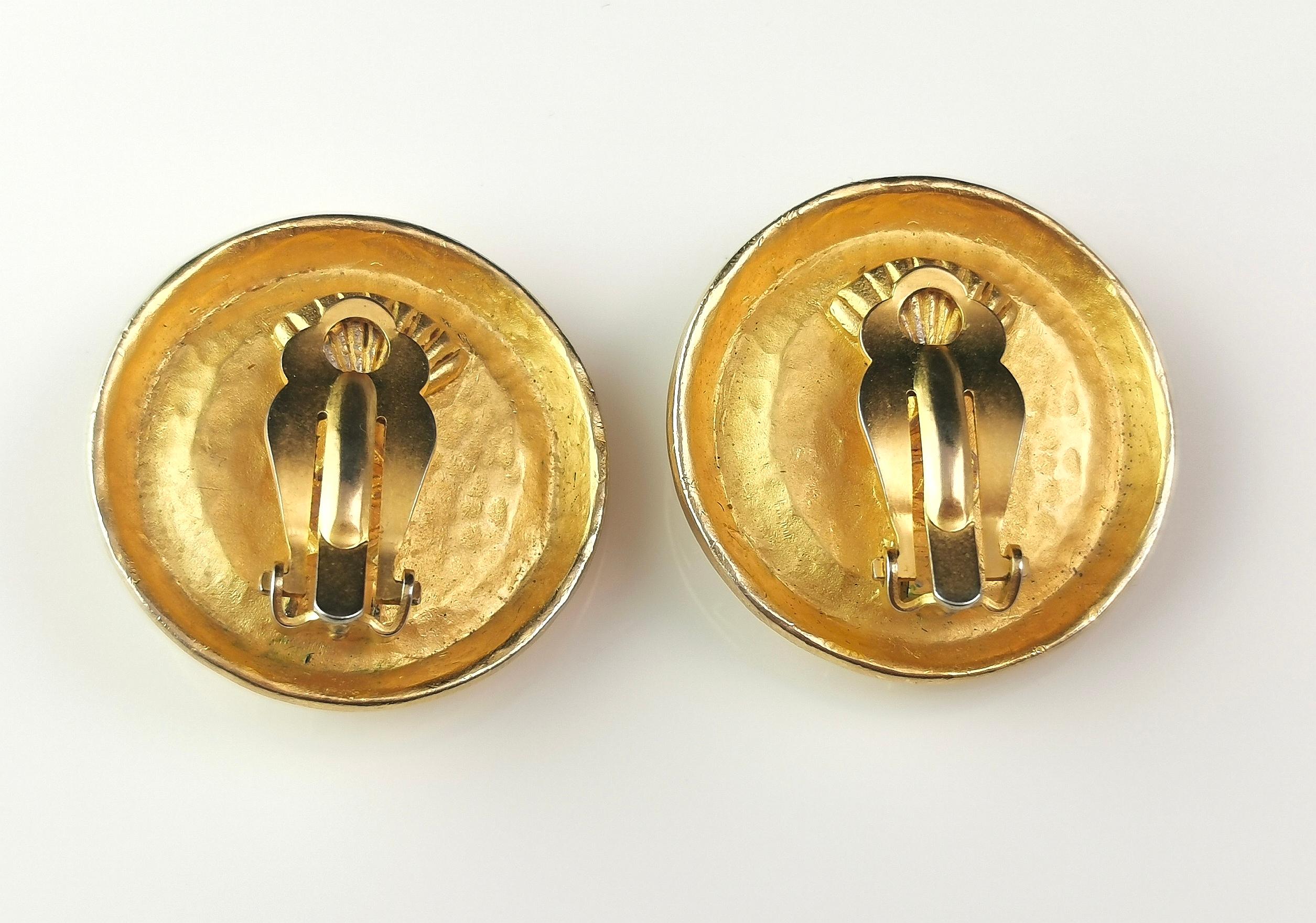 Vintage Karl Lagerfeld clip on earrings, Gold tone 6