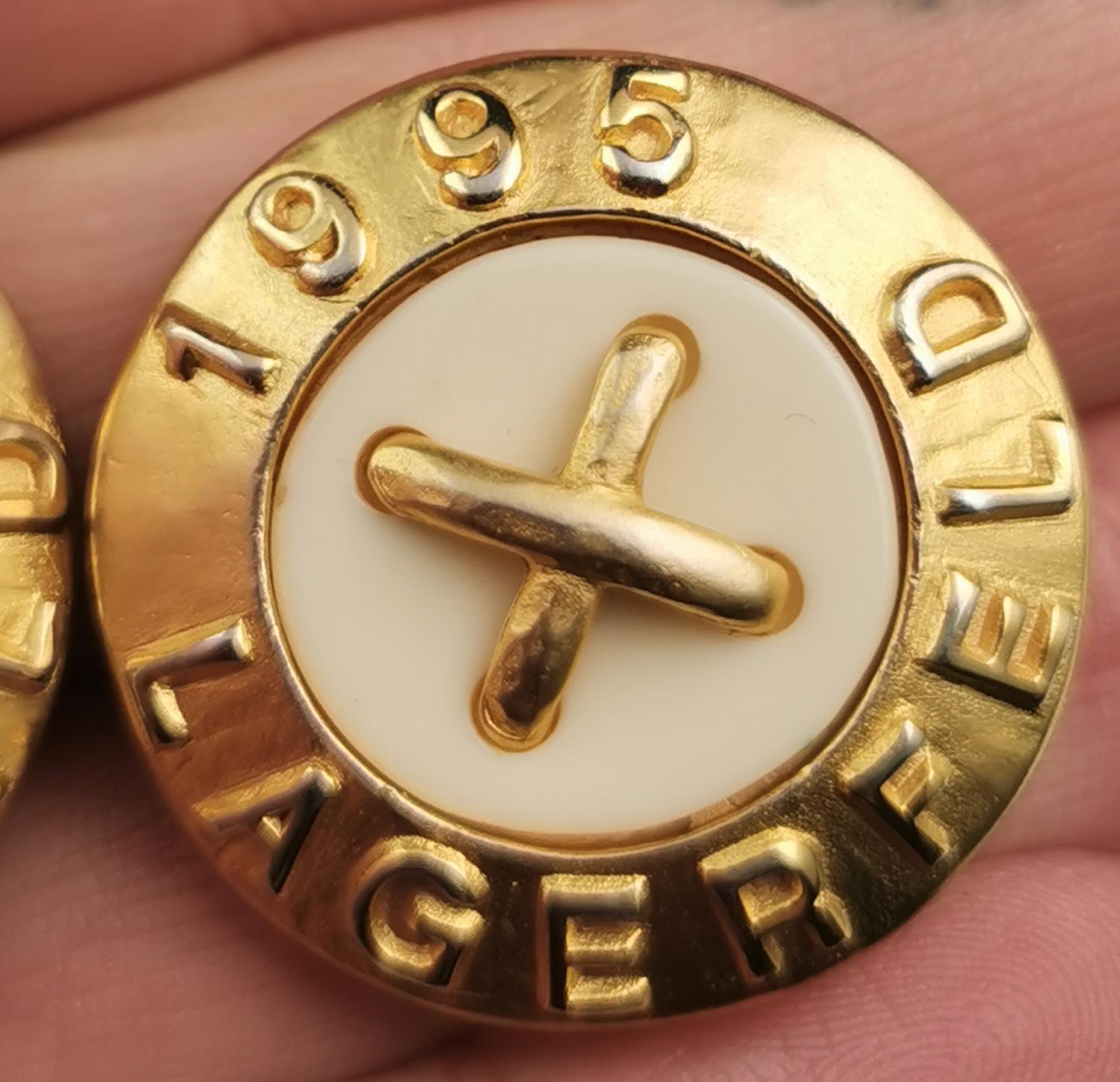 Vintage Karl Lagerfeld clip on earrings, Gold tone 8