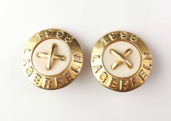 Vintage Karl Lagerfeld clip on earrings, Gold tone