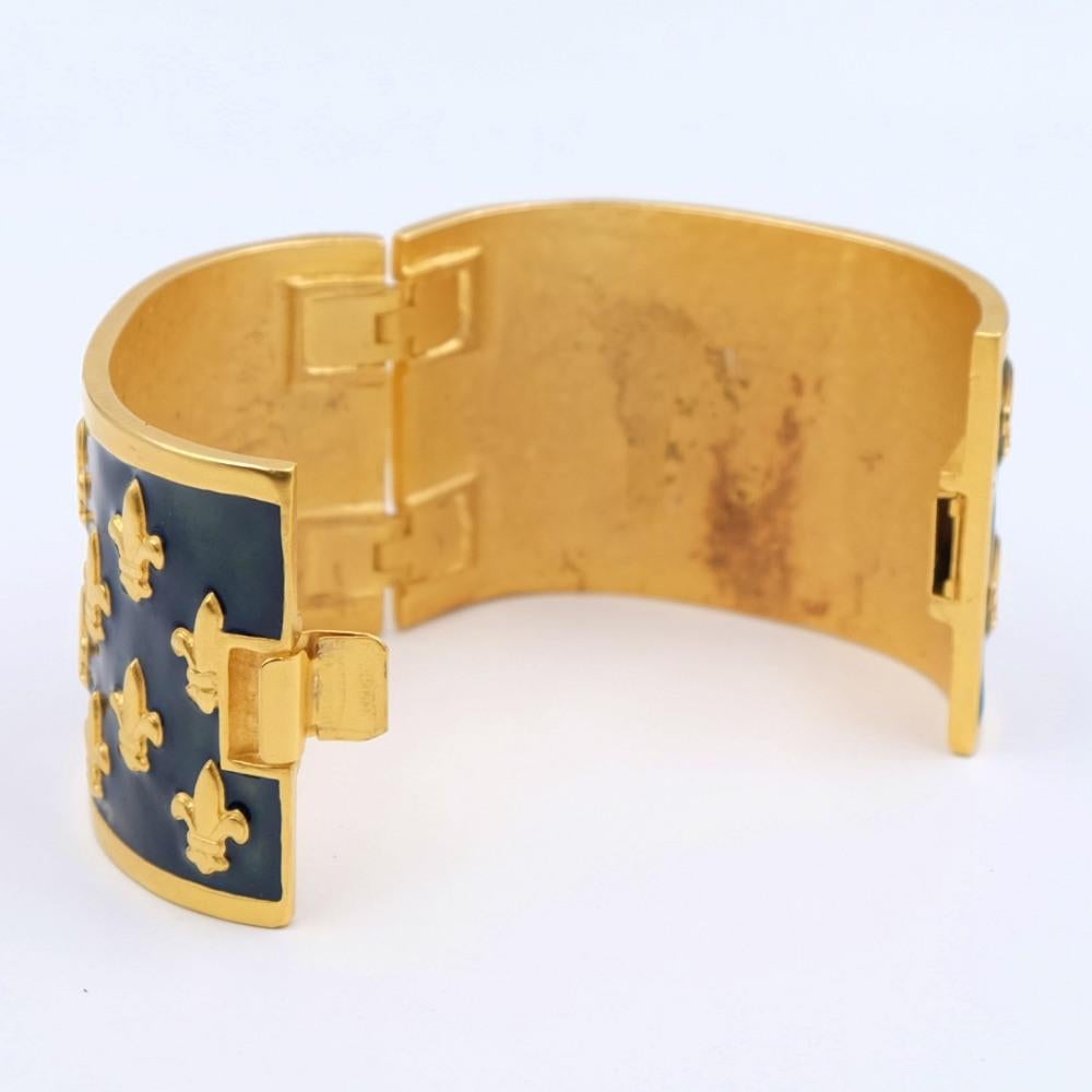 Women's or Men's Vintage Karl Lagerfeld Cuff Enamel Bracelet 1990s For Sale