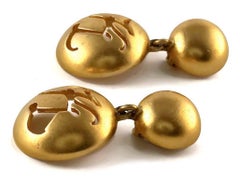 Vintage KARL LAGERFELD Dancing Couple Logo Cutout Dome Earrings