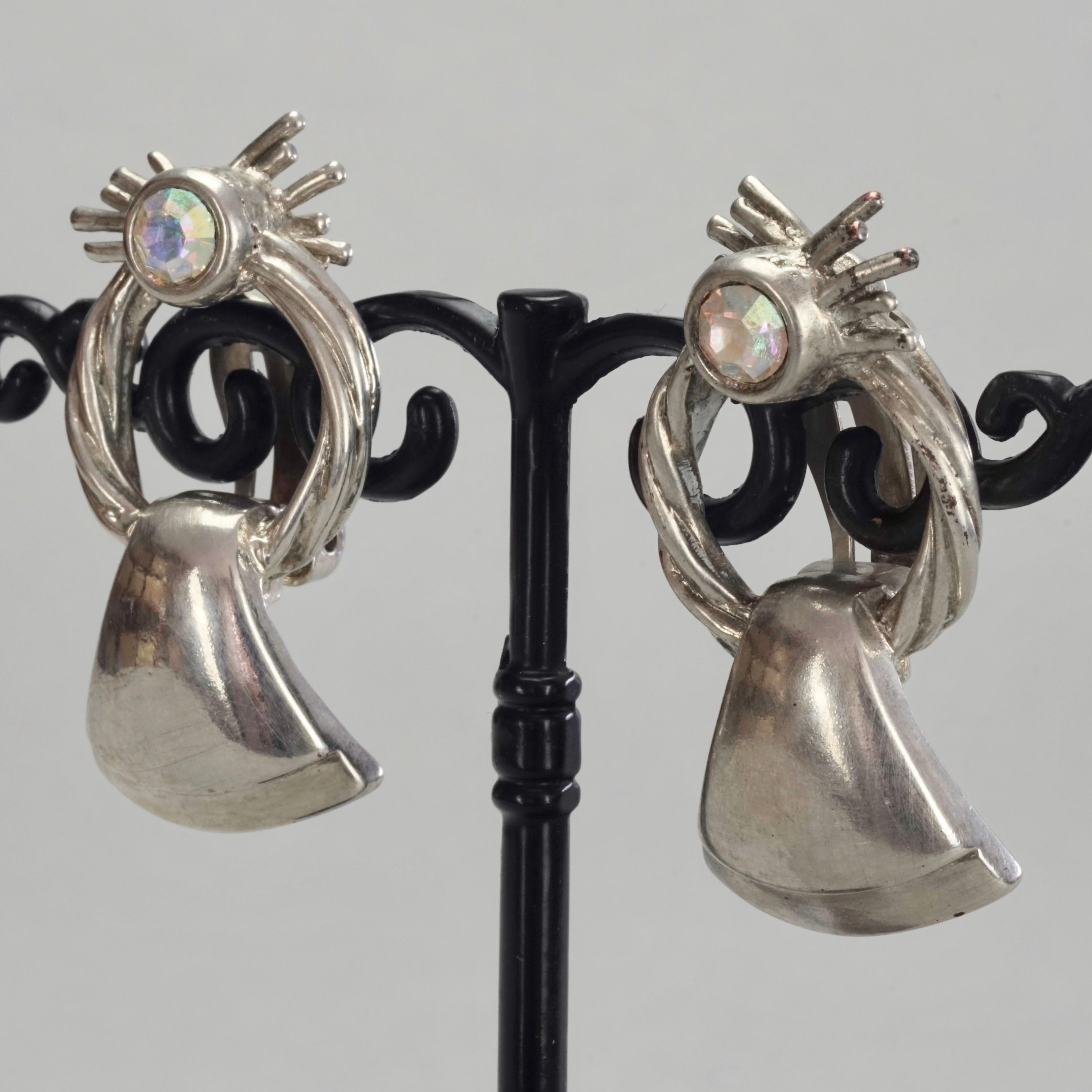 Vintage KARL LAGERFELD Door Knocker Silver Earrings In Good Condition In Kingersheim, Alsace