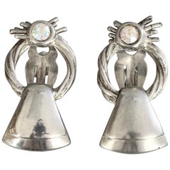 Vintage KARL LAGERFELD Door Knocker Silver Earrings