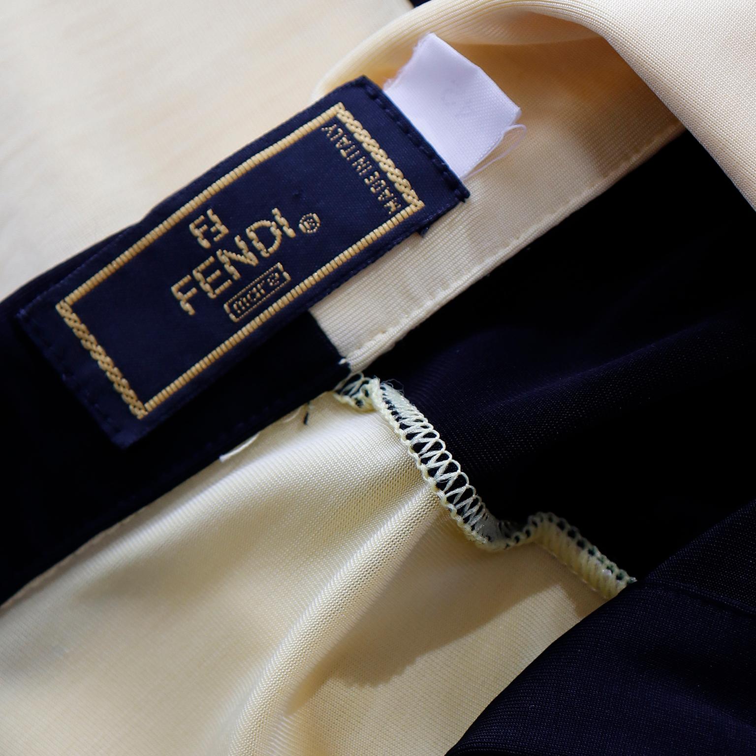 Vintage Karl Lagerfeld Fendi F Logo Hemd Color Block Gelbe & Schwarze Bluse im Angebot 5