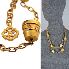 Vintage KARL LAGERFELD Flower Pot Gardening Novelty Necklace