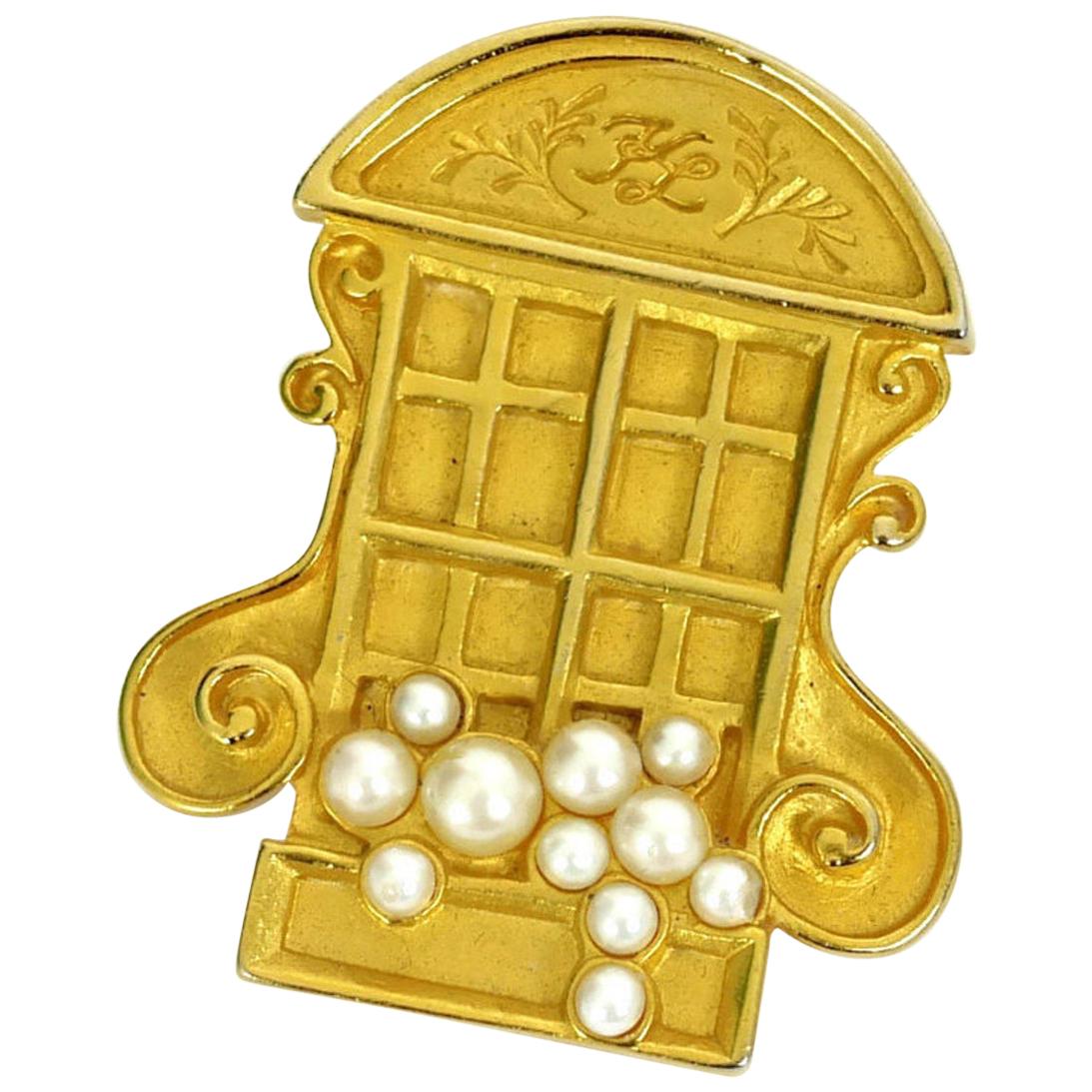 Vintage KARL LAGERFELD French Window Brooch For Sale