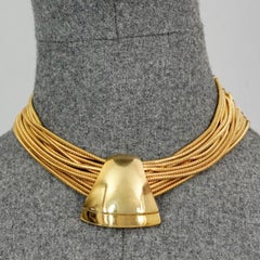 Vintage KARL LAGERFELD Geometric Pendant 12 Chain Choker Necklace