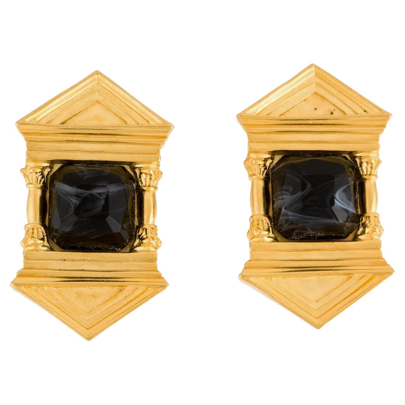 Vintage Karl Lagerfeld Glas griechischen Bügel Clip-on-Ohrring