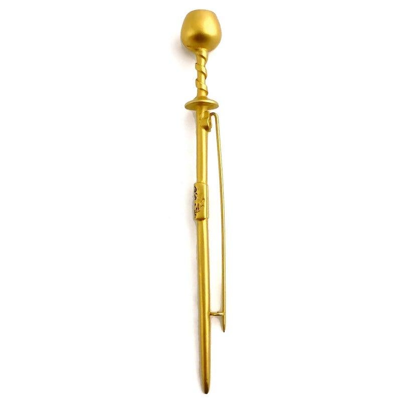 Vintage KARL LAGERFELD Golden Sceptre Chalice Long Brooch In Excellent Condition For Sale In Kingersheim, Alsace