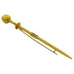 Vintage KARL LAGERFELD Golden Sceptre Chalice Long Brooch