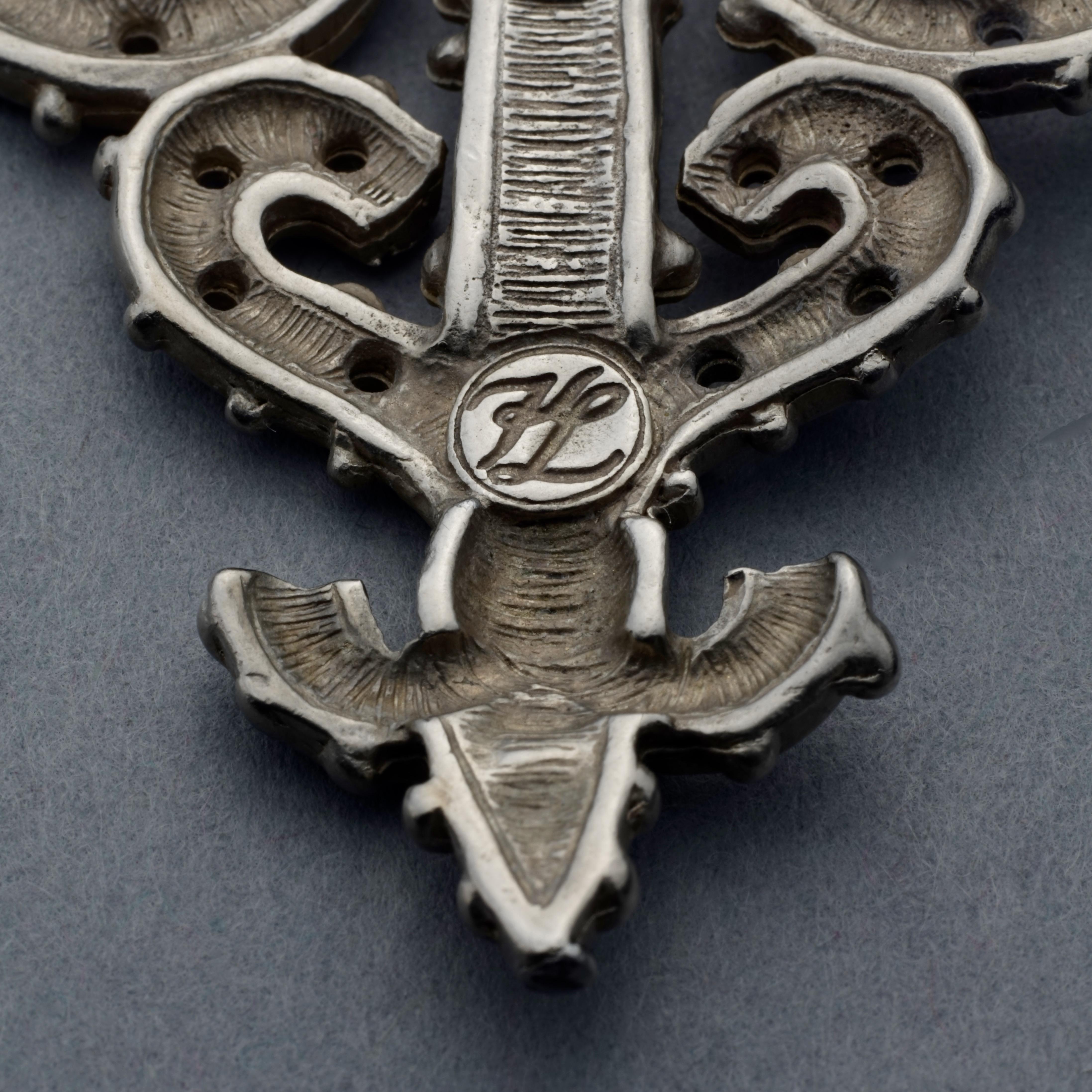 Vintage KARL LAGERFELD Gothic Fleur de Lys Rhinestone Necklace For Sale 4