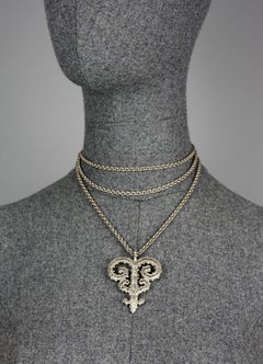 Vintage KARL LAGERFELD Gothic Fleur de Lys Rhinestone Necklace