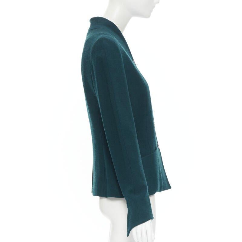 Donna giacca blazer vintage KARL LAGERFELD in lana verde con pannelli grafici FR36 in vendita