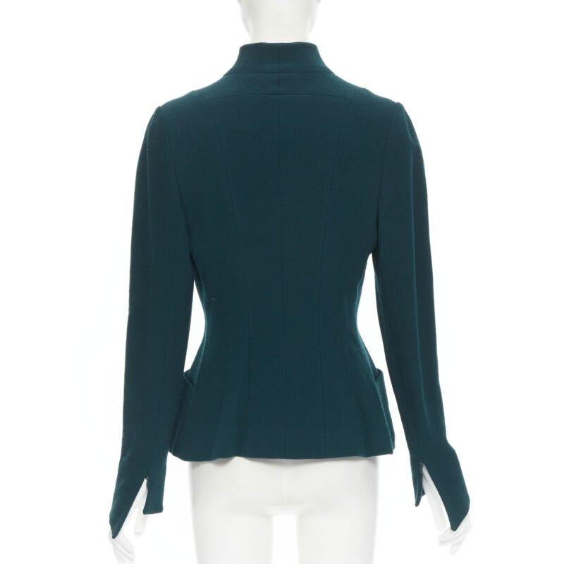 giacca blazer vintage KARL LAGERFELD in lana verde con pannelli grafici FR36 in vendita 1