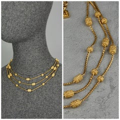 Vintage KARL LAGERFELD Harvest Corn on the Cob Charm Multi Strand Necklace