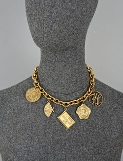 Vintage KARL LAGERFELD Iconic Logo Multi Charm Necklace