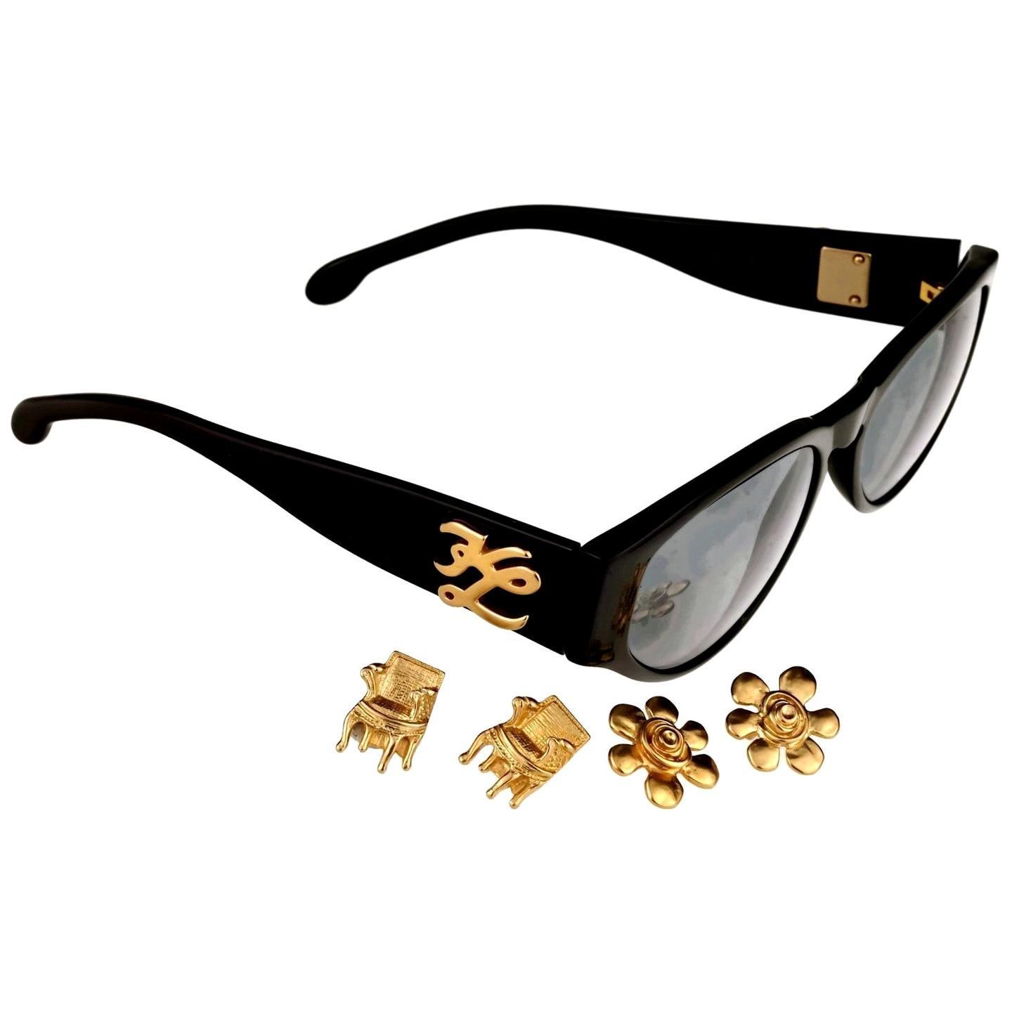 Vintage KARL LAGERFELD Interchangeable Iconic Charms Emblem Sunglasses