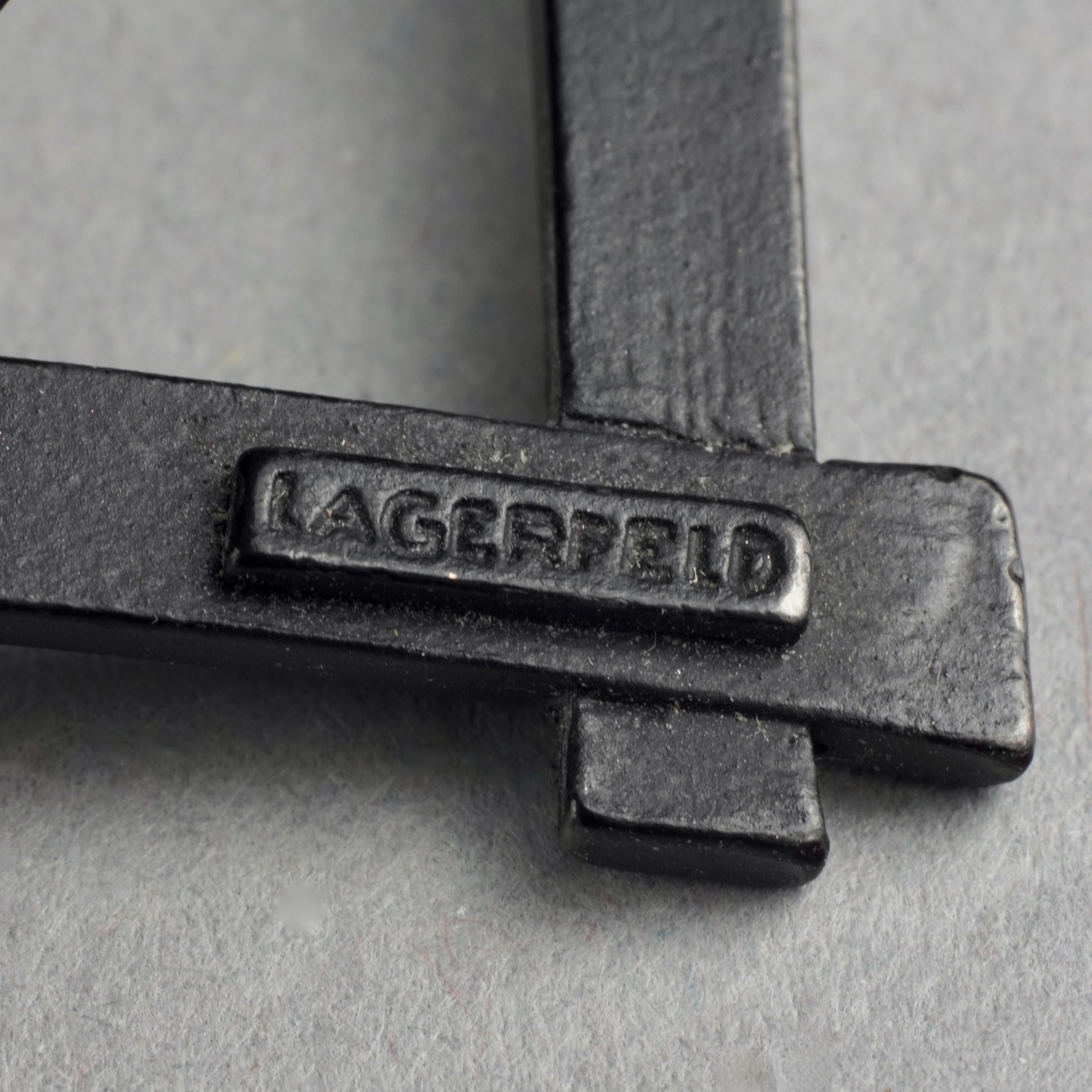 Vintage KARL LAGERFELD Jewelled Initial Brooch For Sale 4