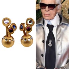 Vintage KARL LAGERFELD Jewelled Spherical Earrings