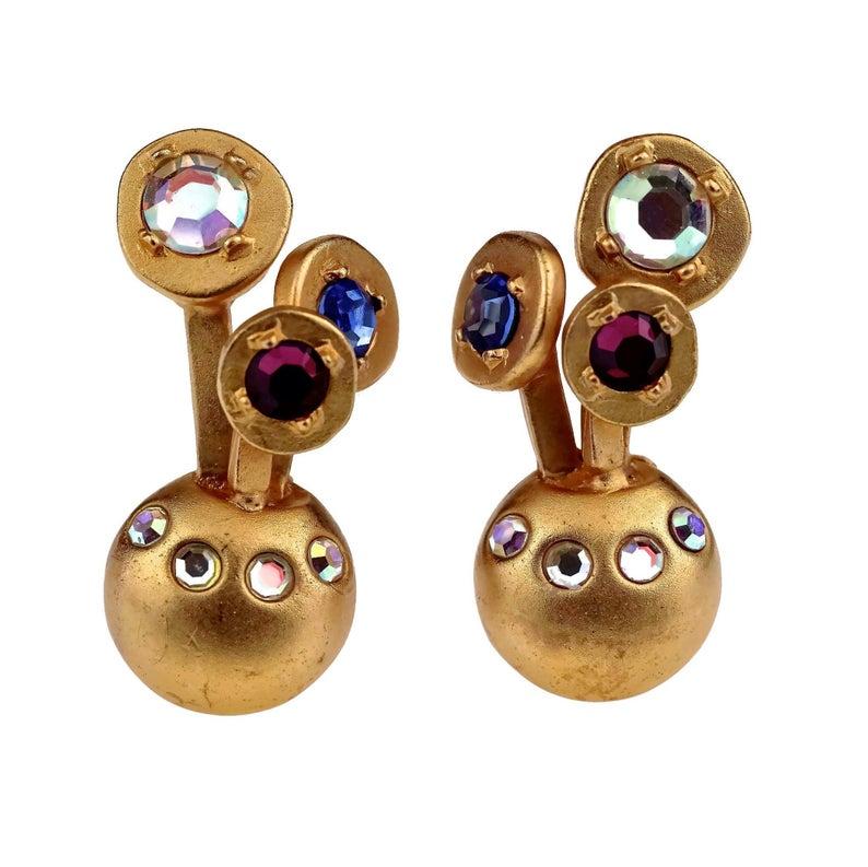 Vintage KARL LAGERFELD Jewelled Spherical Earrings 1