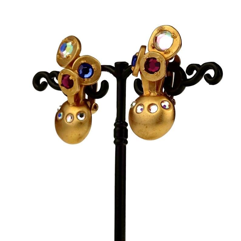 Vintage KARL LAGERFELD Jewelled Spherical Earrings 2