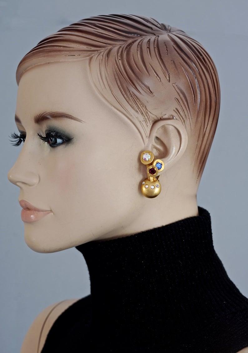 Vintage KARL LAGERFELD Jewelled Spherical Earrings 5