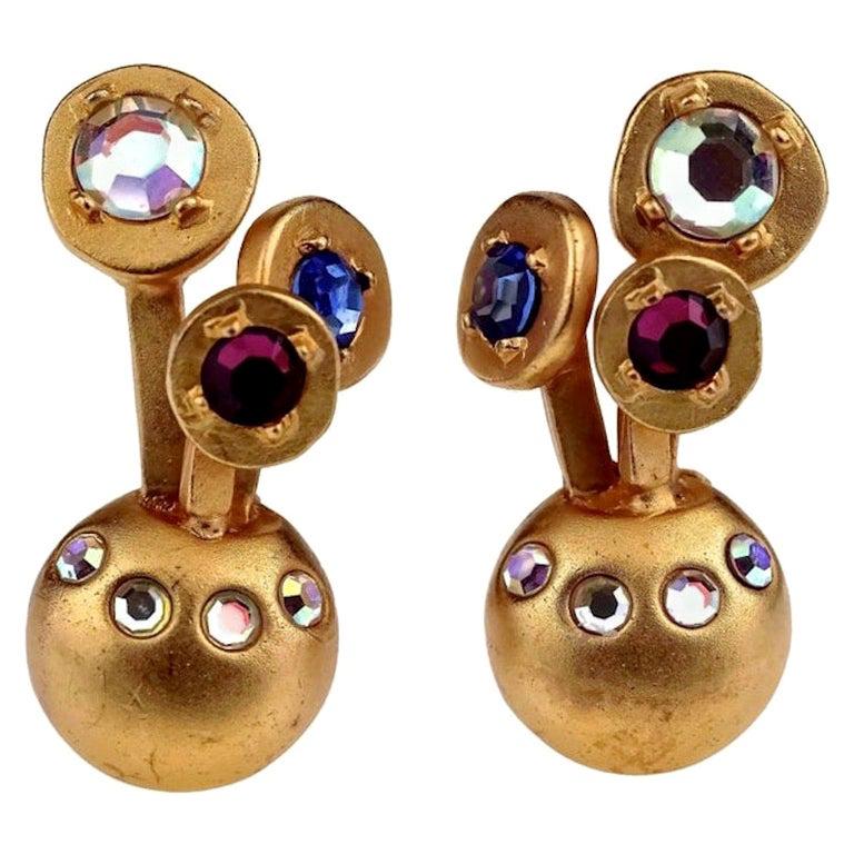 Vintage KARL LAGERFELD Jewelled Spherical Earrings